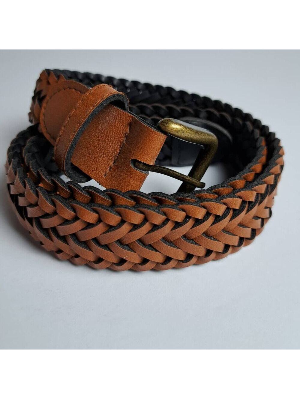 Brown Woven Braided Belt S/M Womens Casual